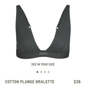NWT SKIMS Cotton Plunge Bralette in Deep Sea
